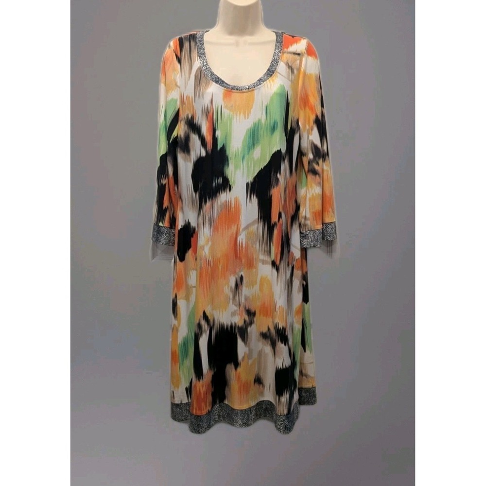 Calvin Klein Womens Key Lime Bellini Stretch Midi Spring Summer Shift Dress Sz L